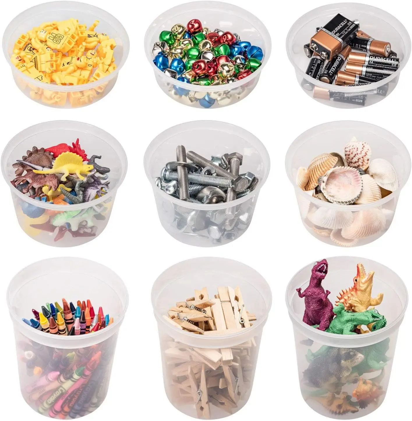 Food Storage Containers with Lids 8oz, 16oz, 32oz Freezer Deli Cups Combo Pack, 44 Sets BPA-Free Leakproof Round Clear Takeout C