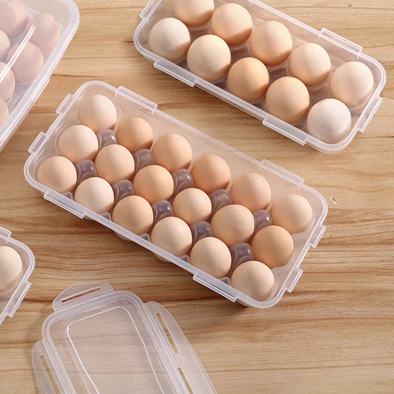

Egg Container Organizer Egg Storage Box 10/18 Girds Fresh Keeping Clear Plastic Case for Refrigerator