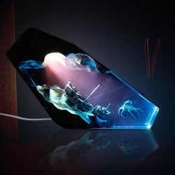 Seabed Exploration Organism Resin Table Light Creactive Art Decoration Lamp Octopus Sunken Ship Theme Night Light  USB Charge