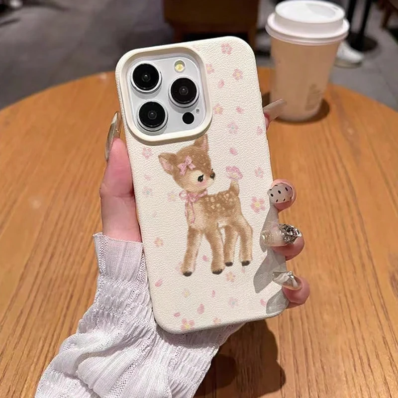 Adorable Deer & Floral TPU Phone Case with Air Cushioning Protection