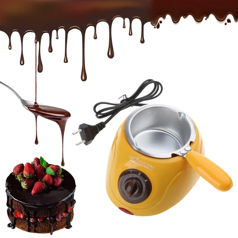 220V Electric Candy Chocolate Melting Pot EU Plug Chocolate Fountain DIY Kitchen Tool with Heart-shape Mold for Soap Making