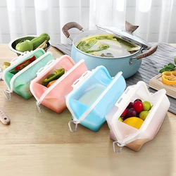 Bolsa de silicona de grado alimenticio para mantener los alimentos frescos, contenedor de alimentos plegable, reutilizable, cierre hermético, bolsa de congelador para cocina y microondas