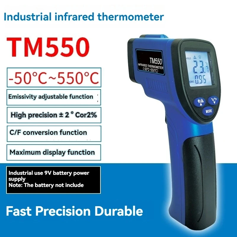 

TD360/TM550 Multifunctional Infrared Thermometer Industrial Non-contact Temperature Measuring Gun -50 ° C~550 ° C