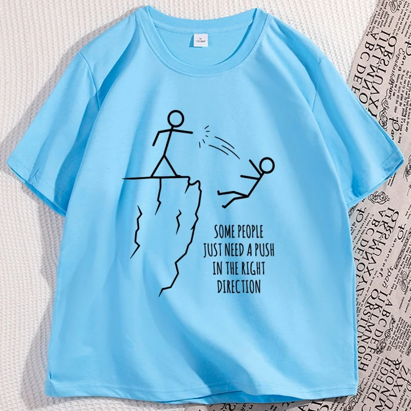 Humorous 'Push in The Right Direction' Sarcasm T-Shirt - Graphic Tee with Short Sleeves