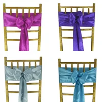 50pcs Satin Chair Bow Sashes Wedding Mariage Party Chair Knots Decor Restuarant Ribbon Butterfuly Tie Birthday Baby Shower Sash 5