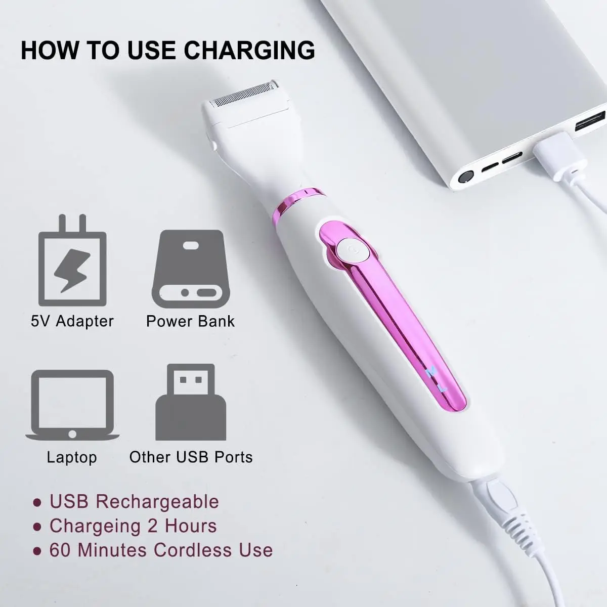 6 In 1 Electric Epilator Hair Shaver Trimmer Painless Cordless Razor For Eyebrow Bikini Leg Underarm Facial Hair Removal Clipper 5