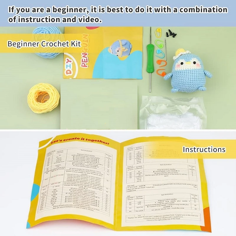 LMDZ Non-finished Beginner Crochet Suit Crochet Animal About 10cm Yarn Knitting Suit Polyester Fiber Starter Kit Process
