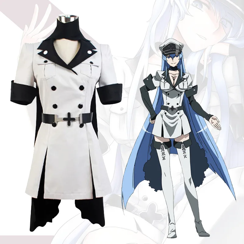 

Cosplay Anime Esdeath Empire Cosplay Costume Carnival Manga General Uniform with Hat Wig Socks for Christmas Outfit Plus Size