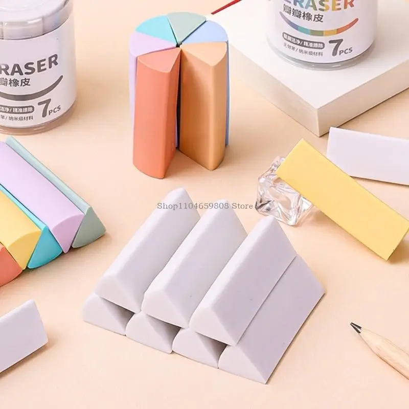 삼각형 모양의 지우개 7 팩 디자인 어린이 학교 용품 안전
