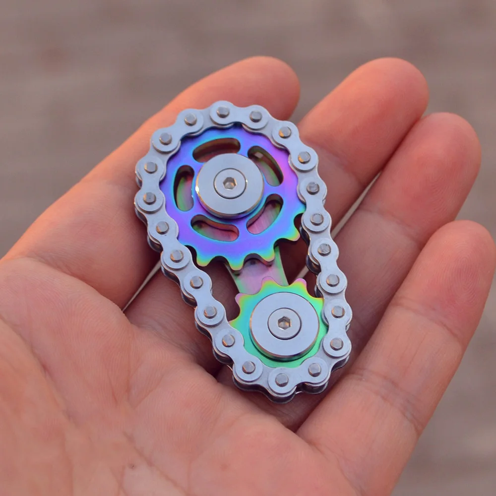 

Fingertip Gyro Chains Flywheel Sprockets EDC Stainless Steel Anxiety Relief Decompression Metal Toy Gear Sprocket Road Spinner