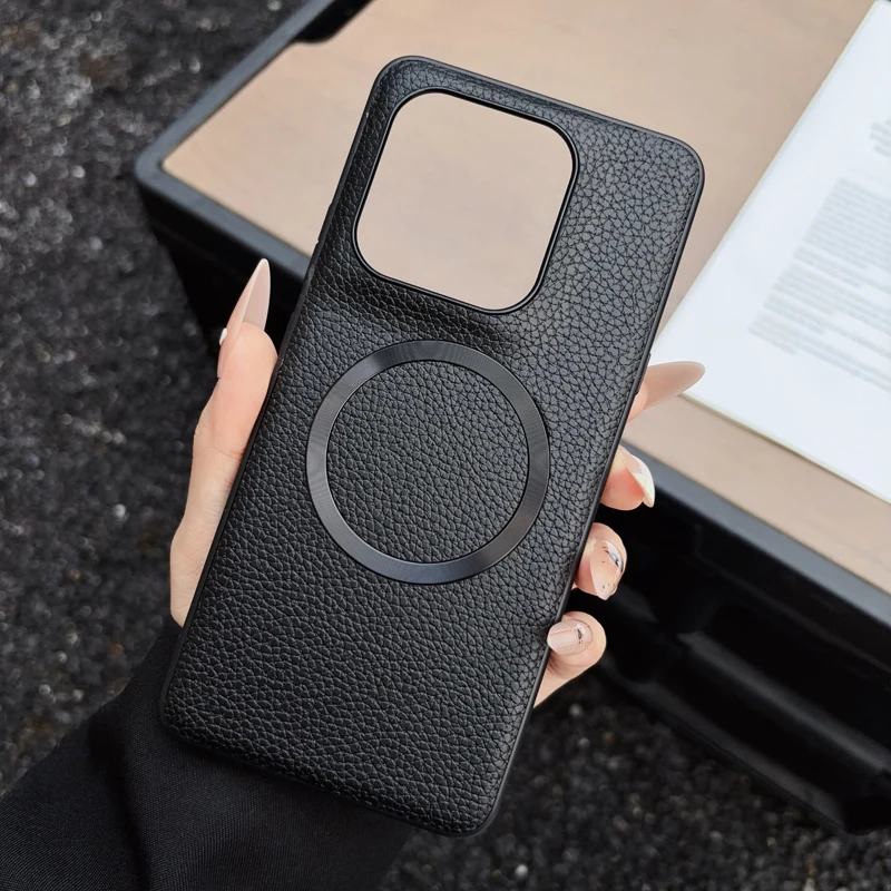 ELVEV Magnetic Lichee Pattern PU Leather + PC Anti-Fall Case Cover