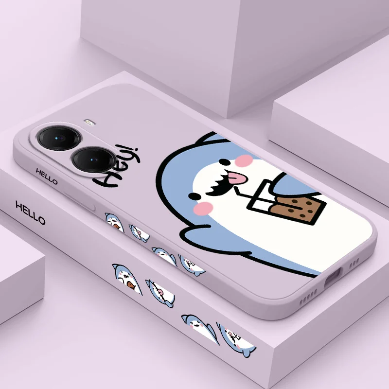 Adorable Shark Design Silicone Phone Case - Soft Protective Cover