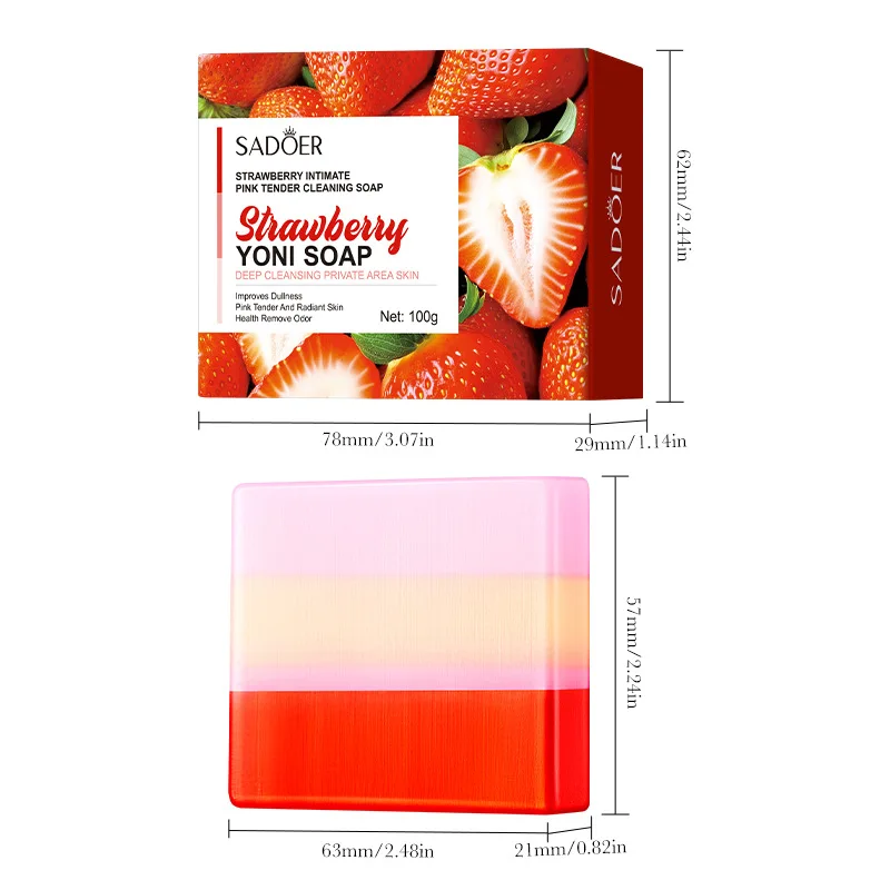 صابون يوني المهدئ لتوازن درجة الحموضة 100 جرام - رائحة فراولة خفيفة، تنظيف يومي لطيف مع شبكة رغوية للبشرة الحساسة