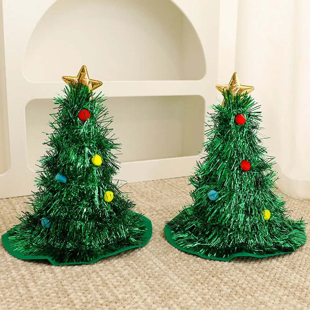 Ins Christmas Tree Hat Creative Xmas Headwear Girls Tinsel Christmas Headband Party Costume New Year Decor Supplies