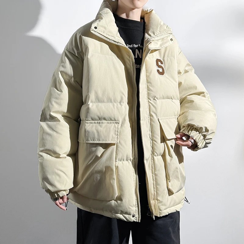 

2024 New Thicken Warm Winter Jacket Men Solid Loose Winter Coats Male Stand Collar Puffer Parkas Man Harajuku Outerwear M-XXXL