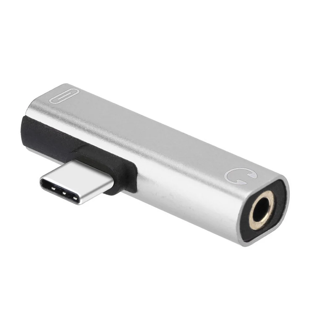 C타입 to C타입 듀얼 C타입 USB-C, C타입 to 3.5mm Aux 잭 오디오 어댑터, 이어폰 충전 컨버터, 휴대폰 (실버)