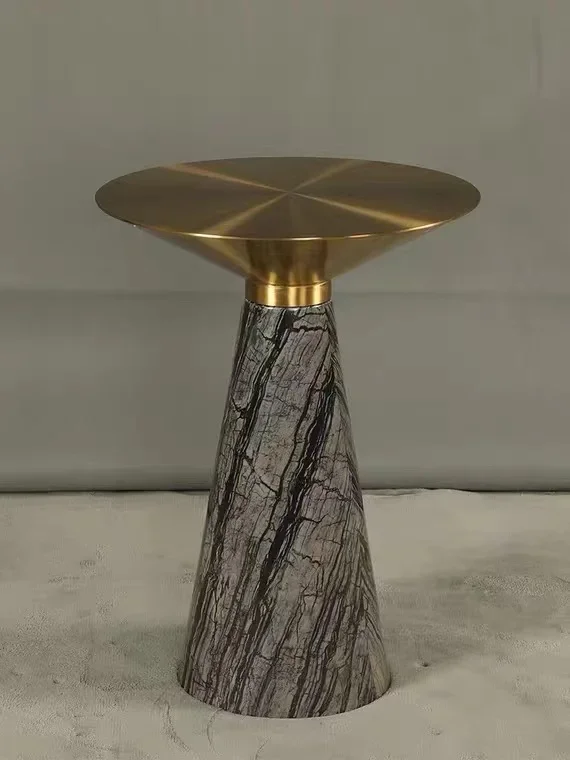 High Quality Nordic Luxury Home Furniture Style Side Table Marble Base Stainless Steel Gold Top Center Coffee Table