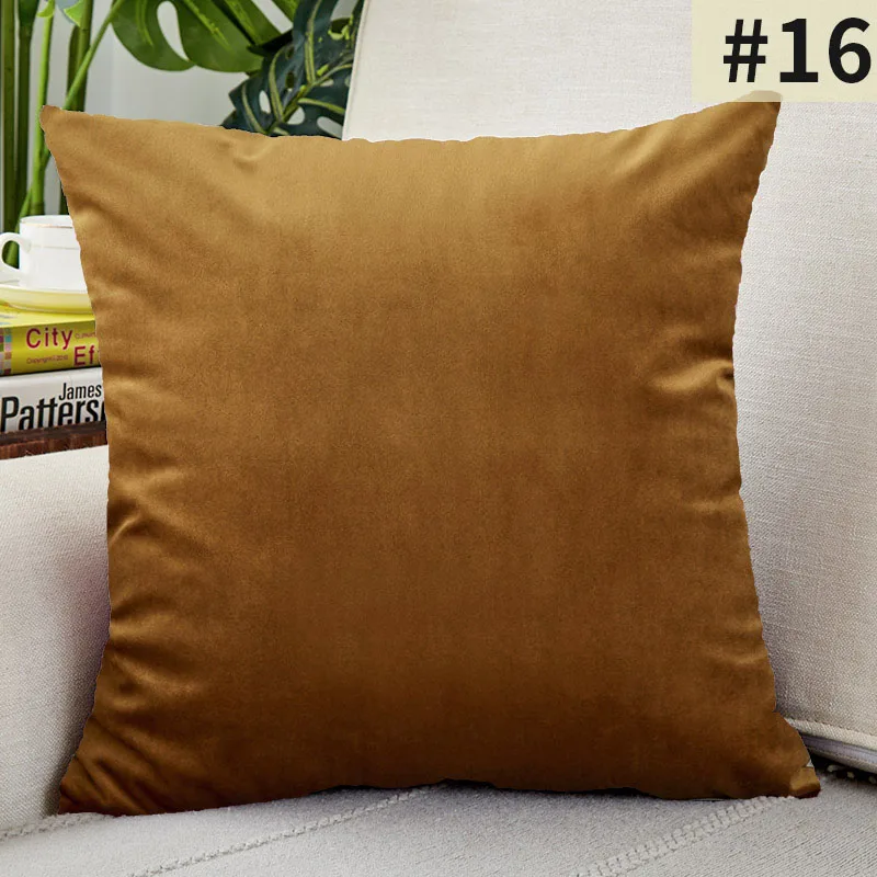 Luxurious Velvet Solid Color Decorative Throw Pillow Cover for Sofa and Living Room Decor