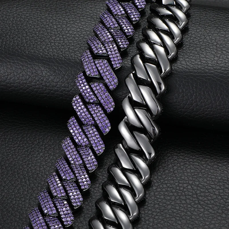 【BLACKPURPLE】Square Crystal Cuban Chain Bracelet Man PURPLE G-LINK BRACELET – Giantto