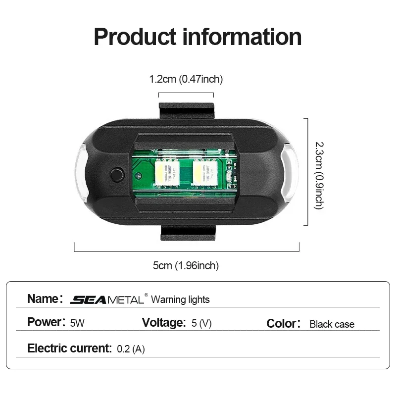 Lumière Stroboscopique LED USB Anti-Collision pour Drone, Vélo, Moto - 7 Couleurs avec Télécommande