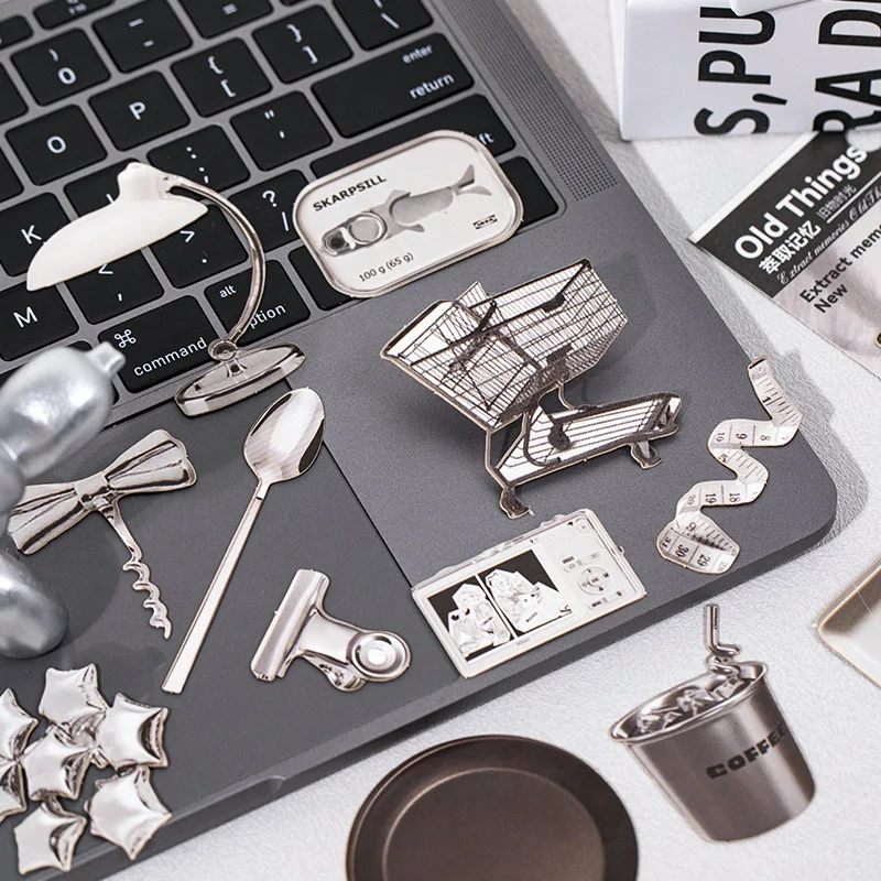 Vintage Gadget Stickers - 25-Piece Decorative Collage Set for Creative Scrapbooking & Journaling