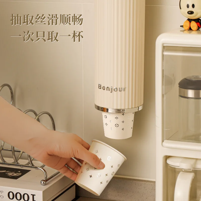 Disposable Cup Holder Water Dispenser Cup Holder Non Perforated Paper Household Wall Mounted Light Luxury Rack