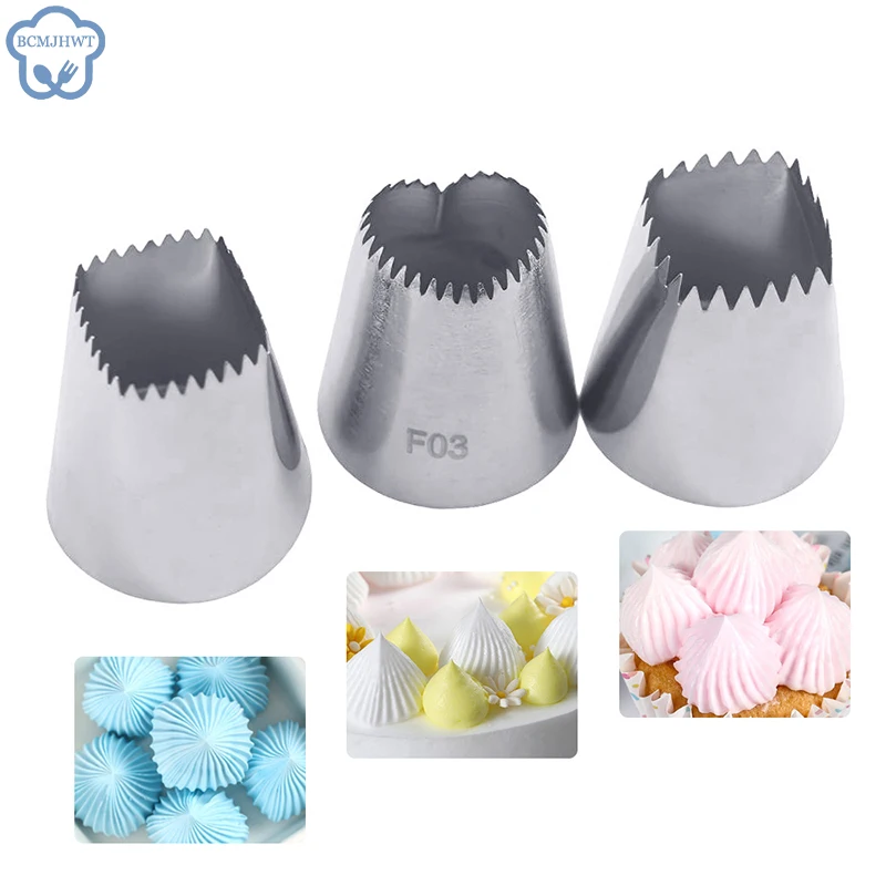 3PCS Heart Shape Big Nozzles For Cake Cream Piping Tips Square Nozzles Icing Piping Cookie Cupcake Cake Decorating Tips cake decorating tip set