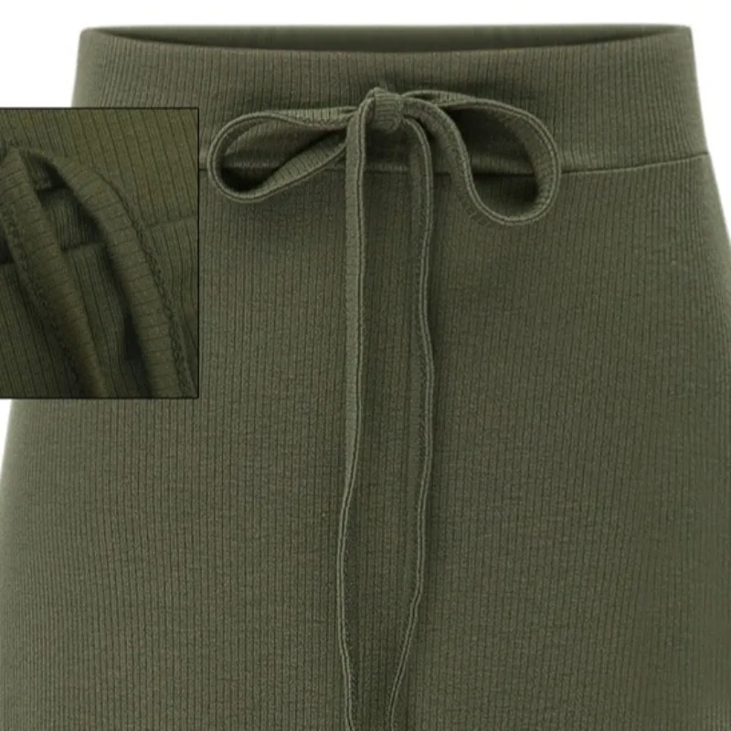 Women's Fashion Knit Long Skirts Spring Solid Color High Waist A-Line Midi Skirt Office Lady Elastic Loose Skirt 5