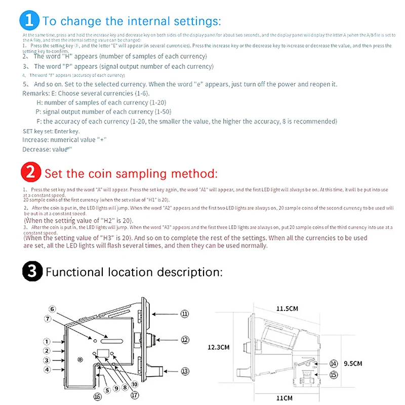 Description Picture 3 of item616 Multi Coin Slot Acceptor Electronic Roll Down Coin Acceptor Selector Mechanism Arcade Game Ticket Vending Machine Accessory
