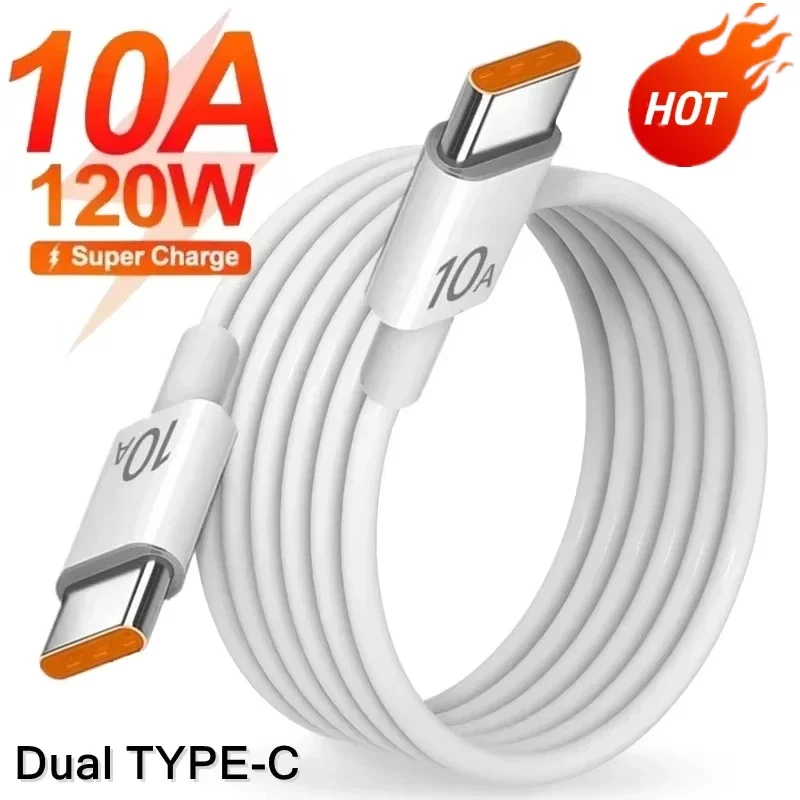 120W Fast Charger with Dual Type C Quick Charging Cable for High-Speed Data Transfer