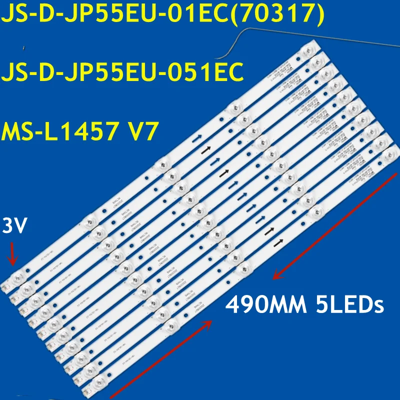 

5set LED Srip 5 lamps For Akai Aktv 55'' TV AKTV5534 JS-D-JP55EU-01EC JS-D-JP55EU-051EC (70317) E55EU/EP1000 MCPCB MS-L1457 V7