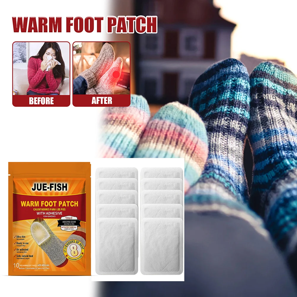 10Pcs Body Foot Warmer Sticker Up To 8 Hours of Heat Foot Warming Pads Multifunctional Warmer for Outdoor Fishing Hunting