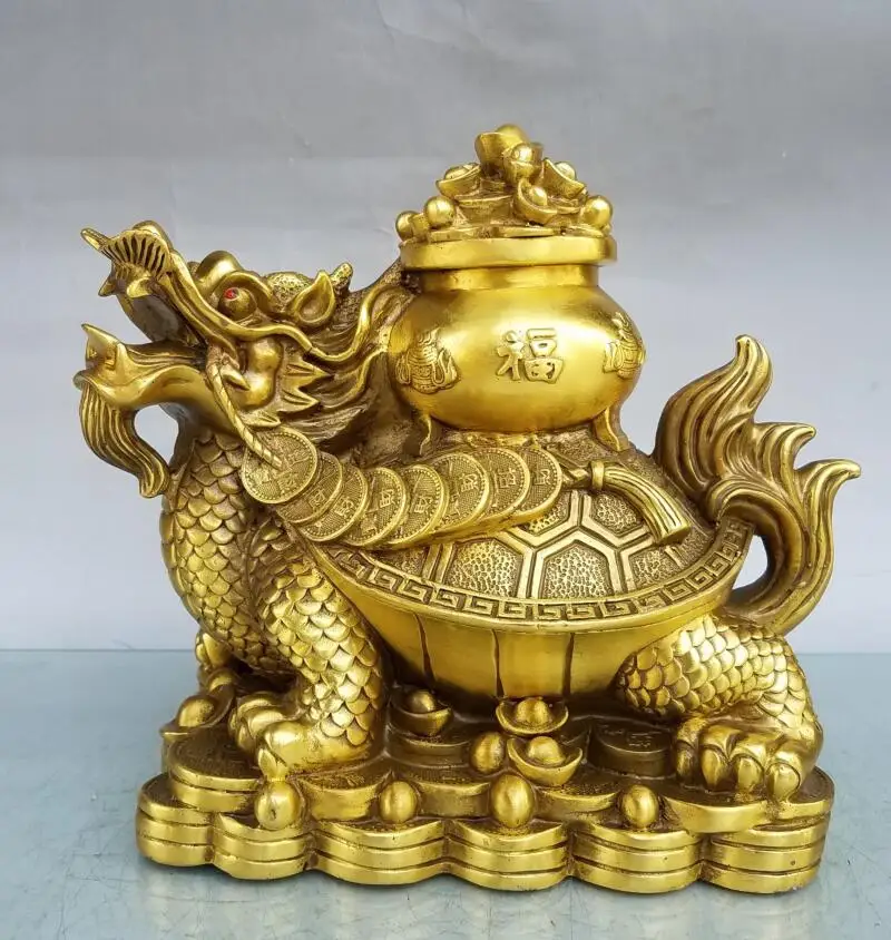 Cina Ottone Seiko Treasure Bowl Dragon Turtle Crafts Statue