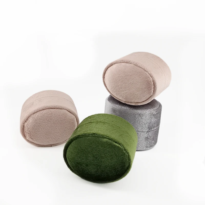 Flannel Jewelry Box Oval Ring Box Simple and Exquisite Velvet Jewelry Box Double Rings Box for Wedding Gift Wrap Packaging