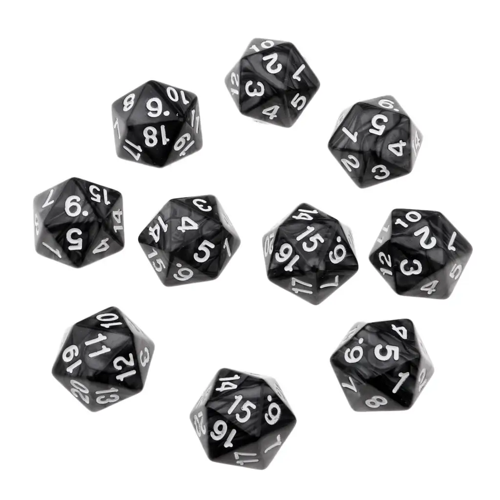 10pcs Colourful 20 Sided  Polyhedral Dices Numbers Dials Desktop 22mm Dice Family   Table Games 3