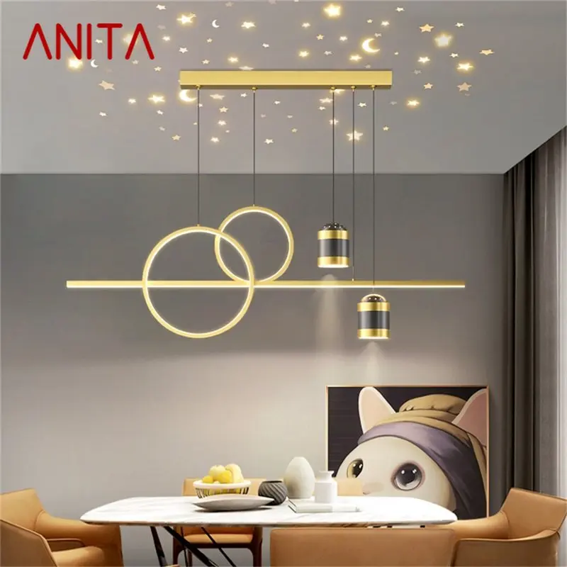 

ANITA Nordic Pendant Lamp Creative LED Vintage Fixtures Decorative for Home Living Dinning Room Gold Chandeliers