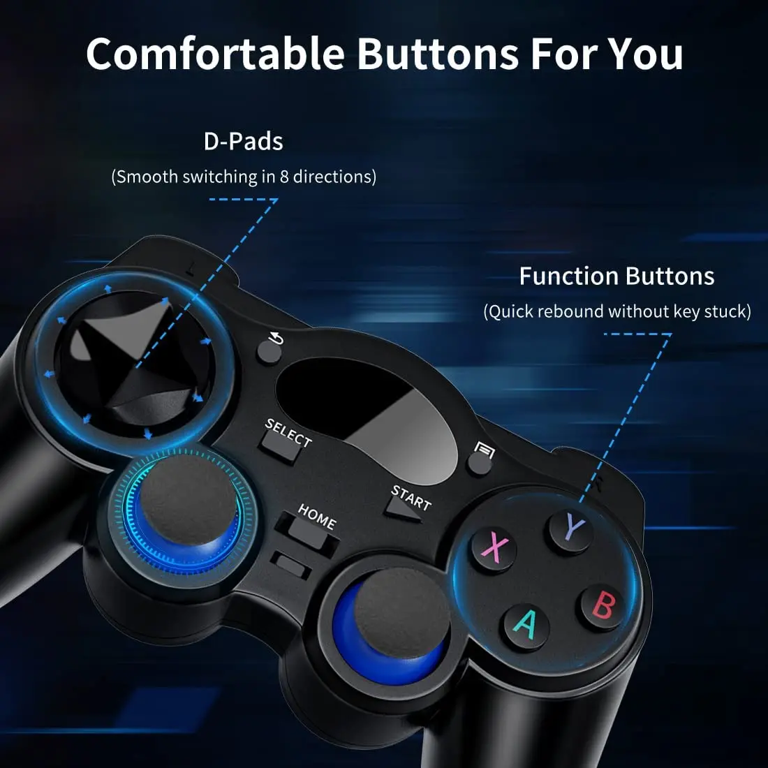 Manette de jeu sans fil 2,4 GHz avec adaptateur OTG pour smartphone, tablette, PC ou Smart TV Android P3_voghion.com