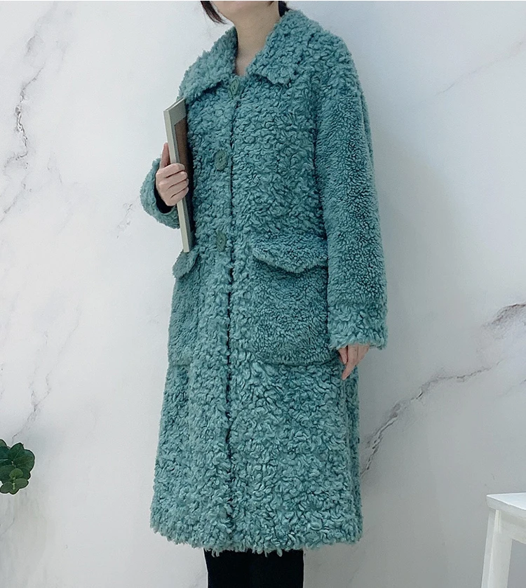 2024 Autumn Winter New Sheep Shearing Coat Women Long Cara Roll Grain Cashmere Lamb Fur Coat For Women Fur Jacket Female FCY1727