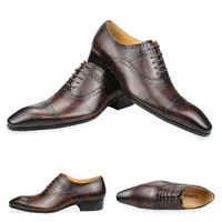 Elegant Formal Men Shoes Top Layer Cow Leather Oxfords Business Office Lace Up Luxury Design Handmade Dress Fashion Males' Shoe 1