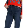 A 2024 early spring new high waisted deep blue midline slim fit and slim fit large horn denim women's pants MO508 4