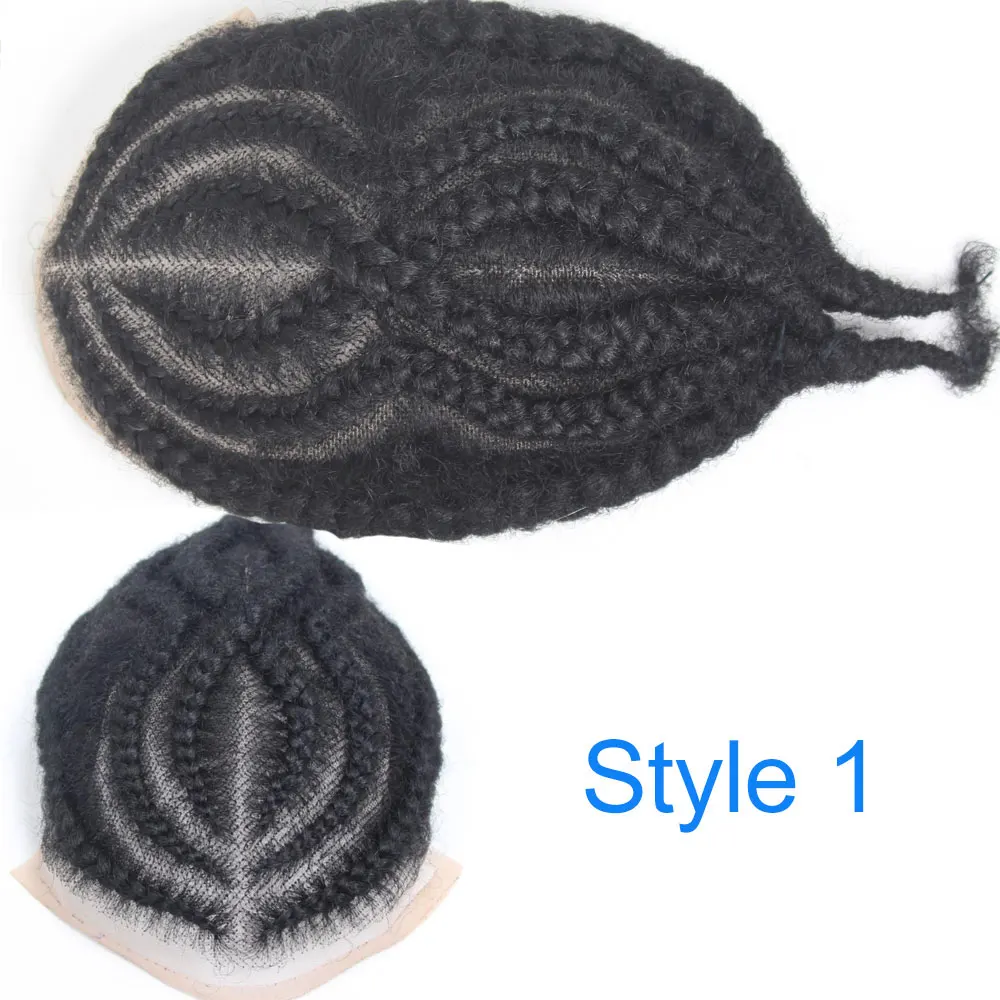 8 Cornrow Braids Afro Braids Male Hair Prosthesis V Eight Strand Braids Toupee for Men and Women Breathable Full Lace Human Hair