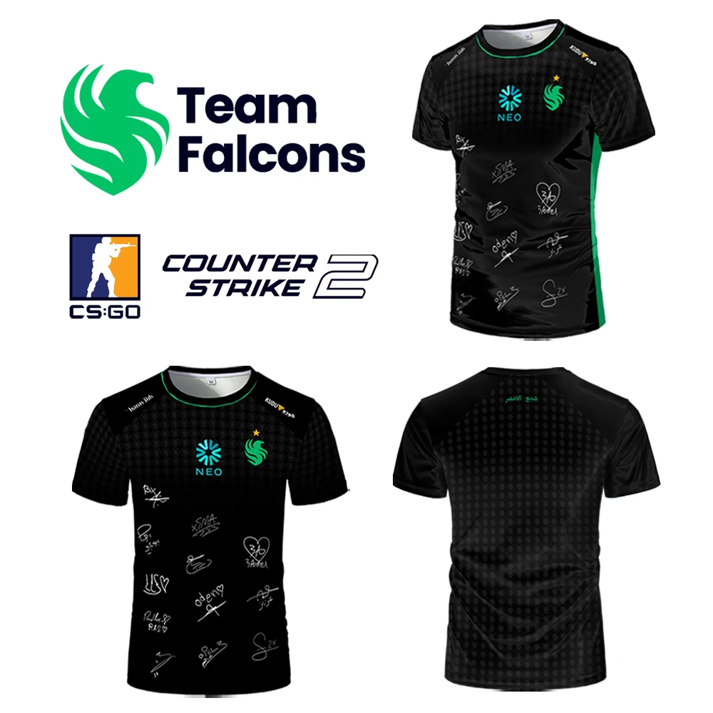 Team Falcons Esports Club 2025 New Uniforms Professional Player Autographed Commemorative Jerseys CS2 Niko Fans Custom T-shirts