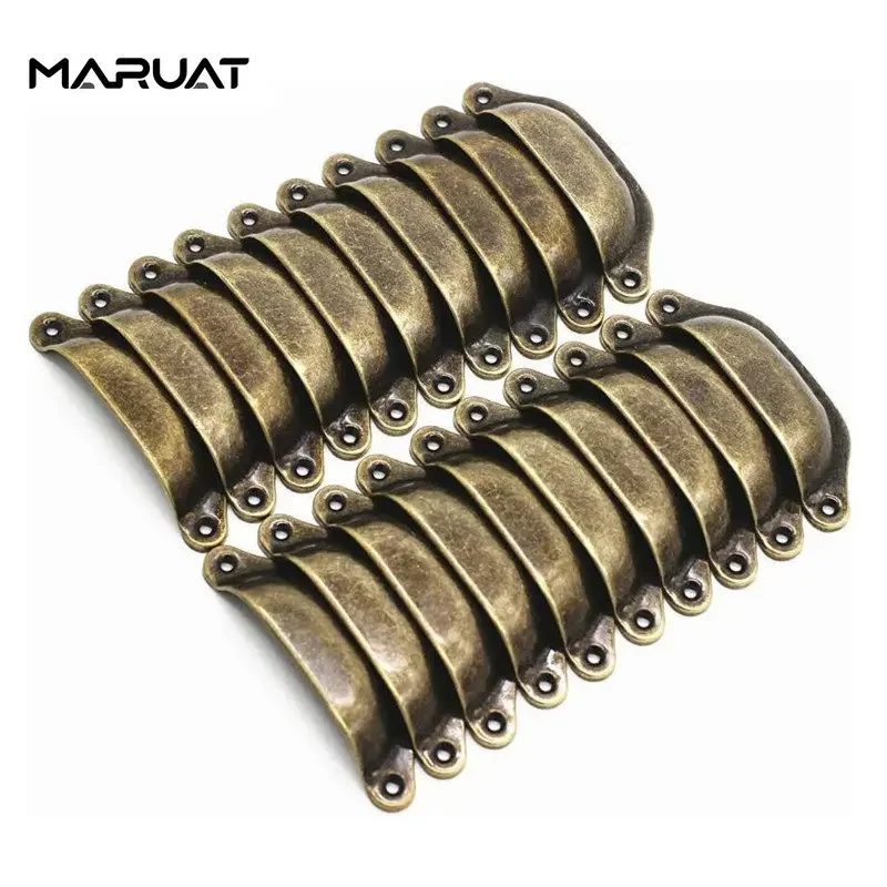Metal Retro Cozinha Gaveta Porta do Armário Maçaneta Bronze Antigo Shell Pull Botões de Móveis Handware Armário 10 20 Pack