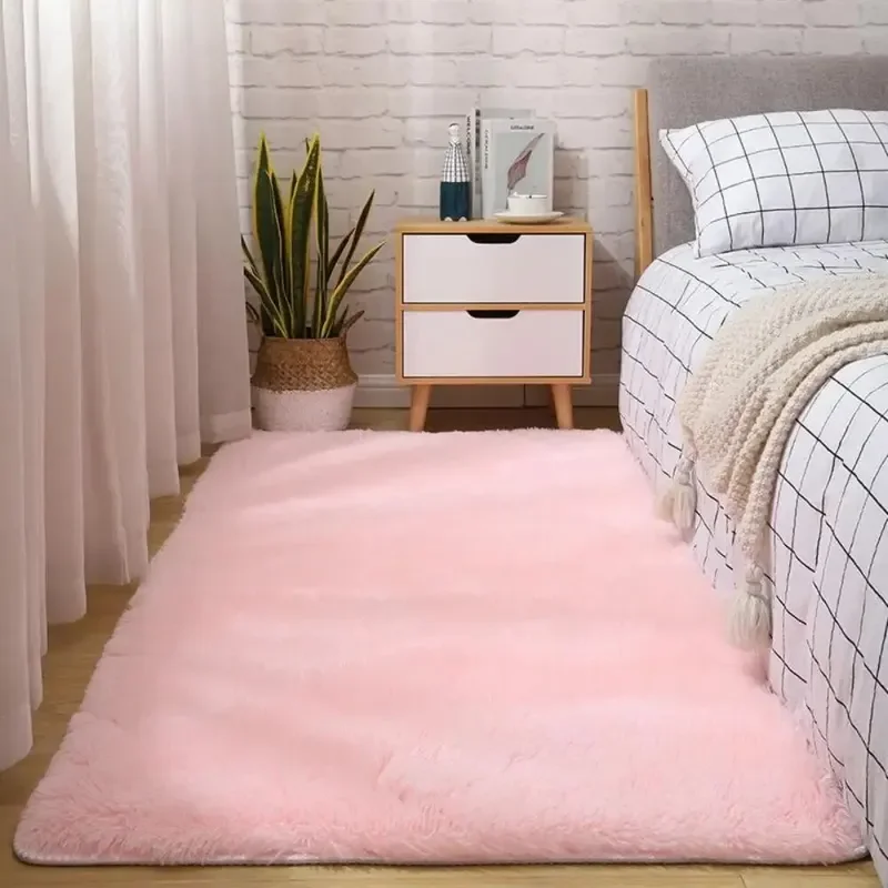 Silk Wool Floor Mat Bedroom Bed Rug Home Scandinavian Style Living Room Girls Room Long Hair