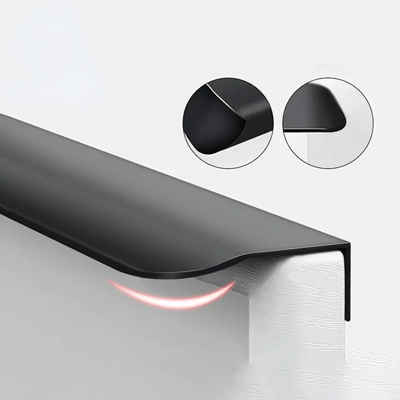 Cabinet Drawer Handle 80-1200mm Aluminum Alloy Arc Handle Invisible Long Handle for Kitchen Door