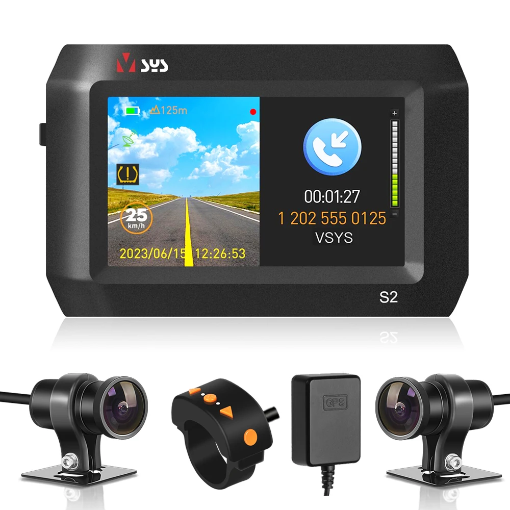 VSYS S2DL Dual 1080P Motorcycle DVR Dash Cam SONY Starvis