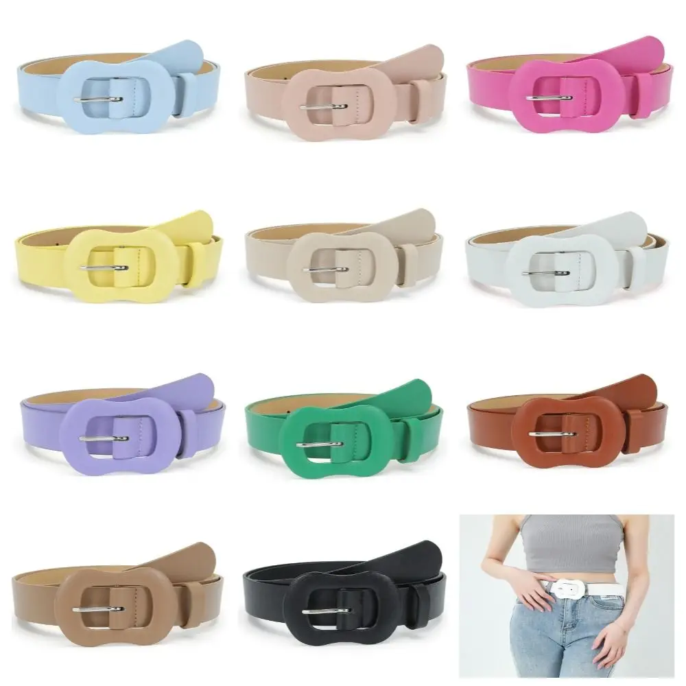 

PU Leather Metal Buckle Belts Elegant Korean Style Candy Color Korean Waist Belts Wide Women Waistbands Trouser Decoration