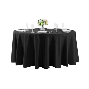 Nappe ronde 60/90/120 pouces, nappe en tissu Polyester lavable, couverture de Table décorative pour fête de mariage, salle à manger, Banquet 1