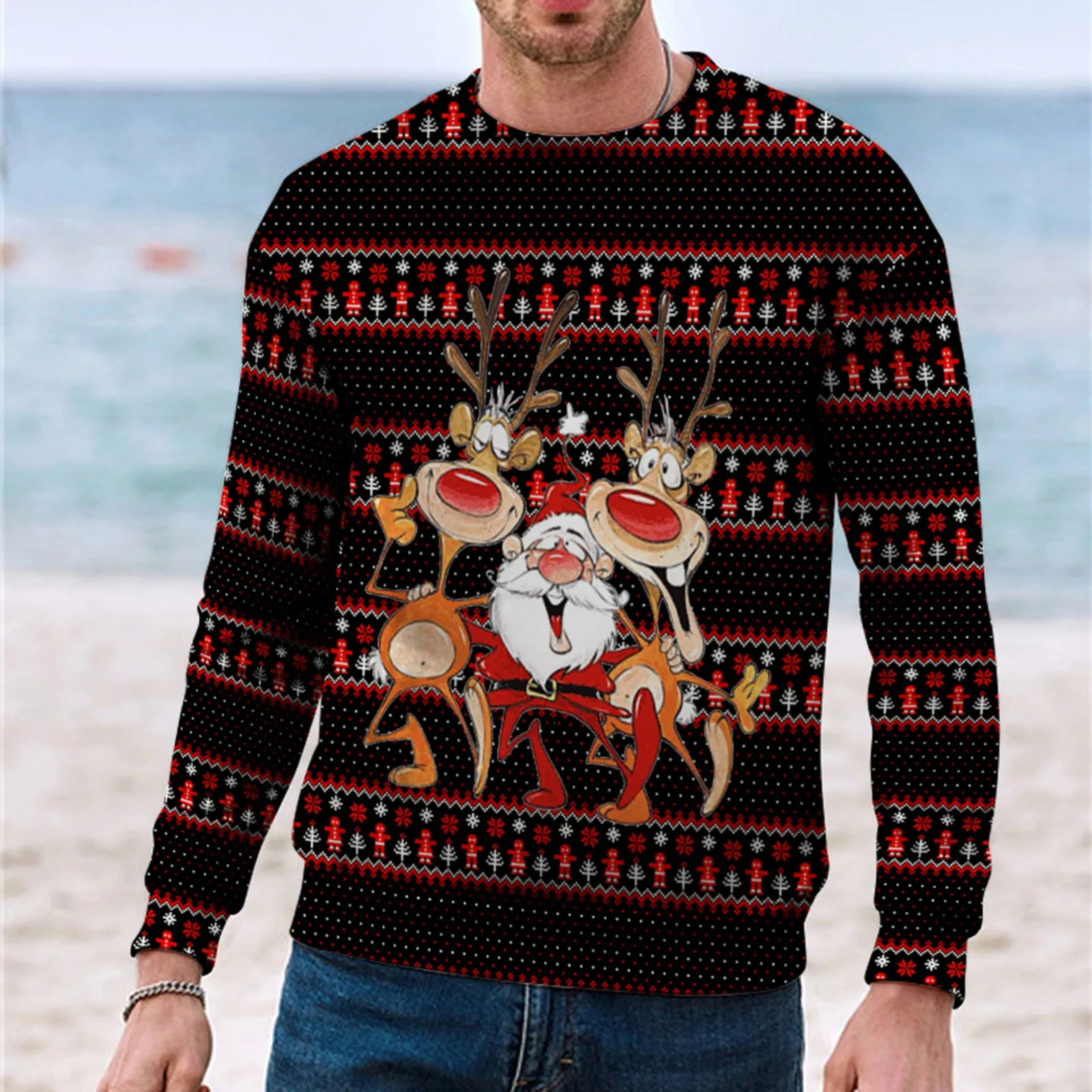 

Мужская и женская зимняя Рождественская блузка на молнии с принтом, теплая стильная толстовка с длинным рукавом и принтом, повседневные забавные толстовки, мужские маленькие