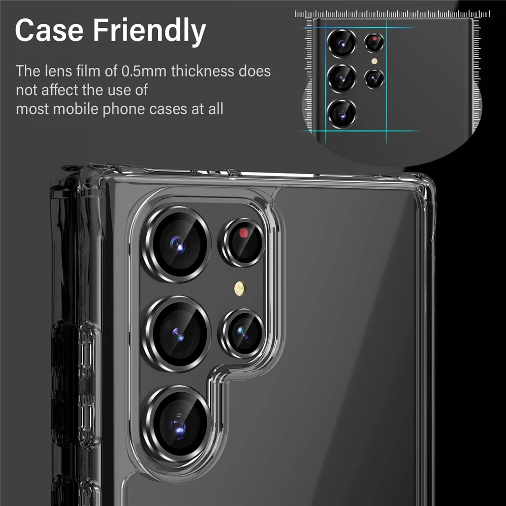 Premium Camera Lens Protector Aluminum Alloy Metal Tempered Glass Film for Samsung Ultra Series Accessories